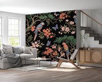 Exotic Tropical Garden Parrot and Butterfly Wallpaper Wall Mural