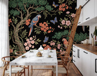 Exotic Tropical Garden Parrot and Butterfly Wallpaper Wall Mural