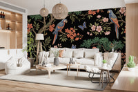 Exotic Tropical Garden Parrot and Butterfly Wallpaper Wall Mural