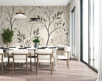 Minimalist Botanical Sketch Line Art Wallpaper Wall Mural