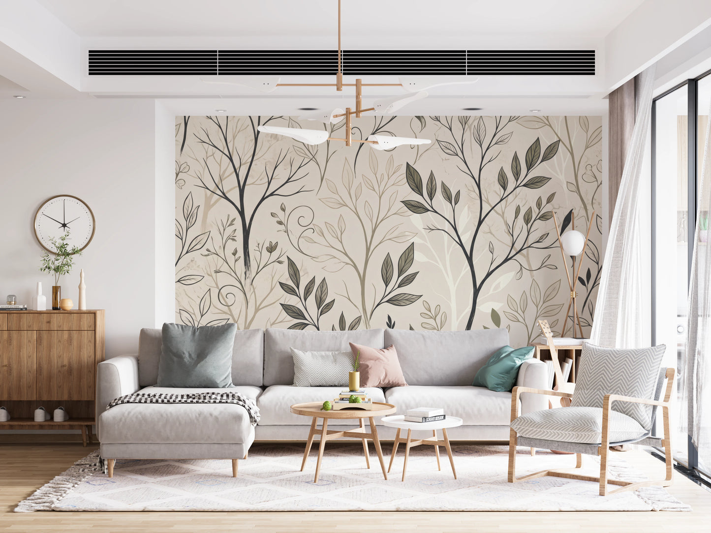 Minimalist Botanical Sketch Line Art Wallpaper Wall Mural