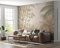 Vintage Tropical Jungle Oasis Landscape Wallpaper Wall Mural