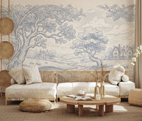 Toile de Jouy Countryside Pastoral Wallpaper Wall Mural