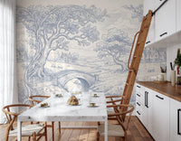 Toile de Jouy Countryside Pastoral Wallpaper Wall Mural