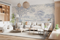 Toile de Jouy Countryside Pastoral Wallpaper Wall Mural