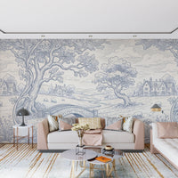Toile de Jouy Countryside Pastoral Wallpaper Wall Mural