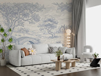 Toile de Jouy Countryside Pastoral Wallpaper Wall Mural