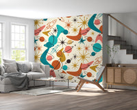 Mid Century Retro Space Adventure Wallpaper Wall Mural
