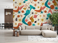 Mid Century Retro Space Adventure Wallpaper Wall Mural