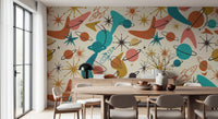 Mid Century Retro Space Adventure Wallpaper Wall Mural