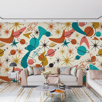 Mid Century Retro Space Adventure Wallpaper Wall Mural