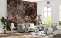 Vintage Moody Rose Floral Damask Mural Wall Mural