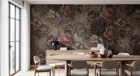 Vintage Moody Rose Floral Damask Mural Wall Mural