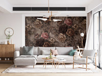 Vintage Moody Rose Floral Damask Mural Wall Mural