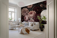 Dark Moody Romantic Floral Bloom Wallpaper Wall Mural