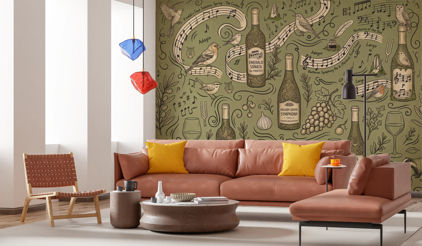 Woodland Symphony Music and Nature Illustration Wall Mural