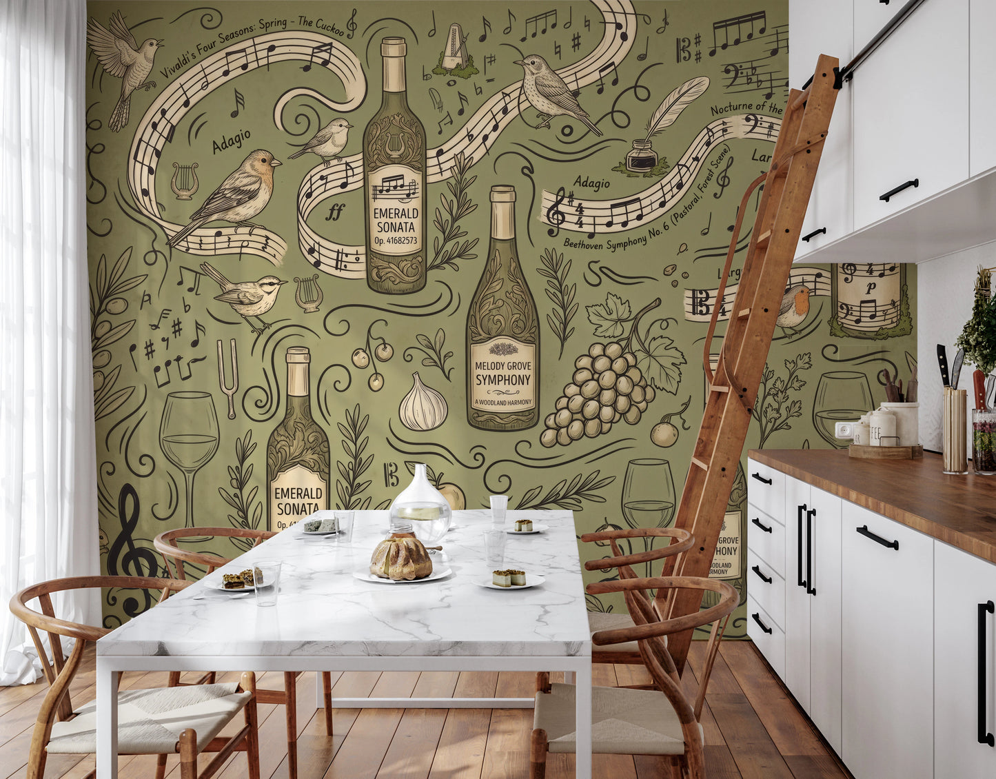 Woodland Symphony Music and Nature Illustration Wall Mural