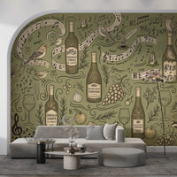 Woodland Symphony Music and Nature Illustration Wall Mural