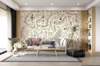 Classical Music and Fine Wine Illustration Wallpaper Wall Mural