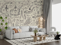 Classical Music and Fine Wine Illustration Wallpaper Wall Mural