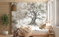 Misty Forest Watercolor Tree Mural Wall Mural