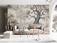 Misty Forest Watercolor Tree Mural Wall Mural