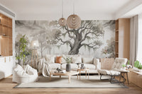 Misty Forest Watercolor Tree Mural Wall Mural