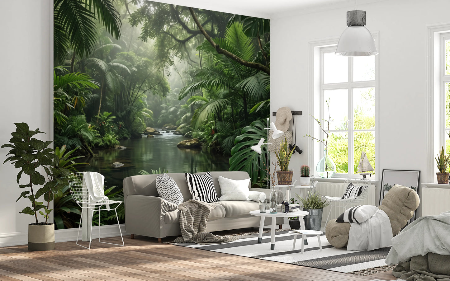 Misty Tropical River Jungle Escape Wall Mural