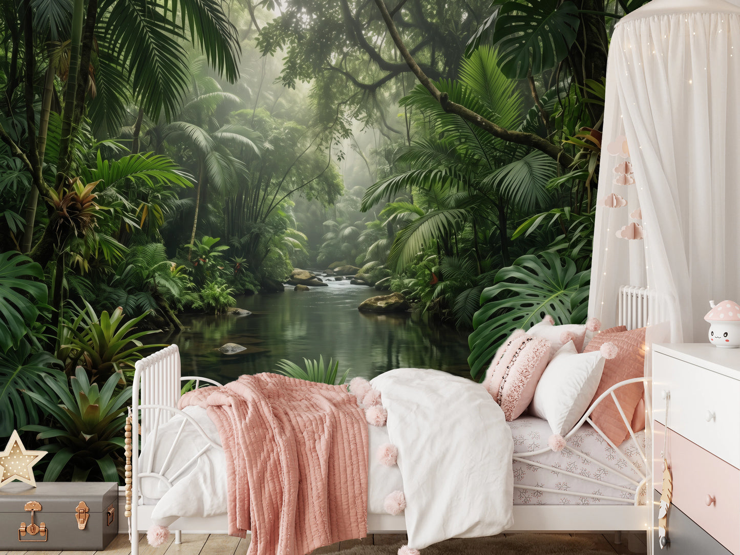 Misty Tropical River Jungle Escape Wall Mural