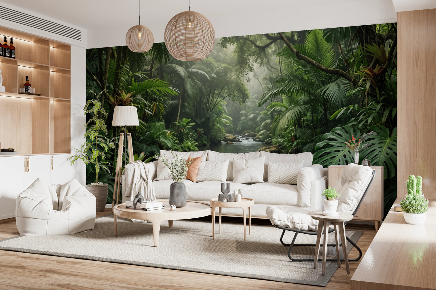 Misty Tropical River Jungle Escape Wall Mural