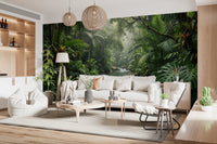 Misty Tropical River Jungle Escape Wall Mural