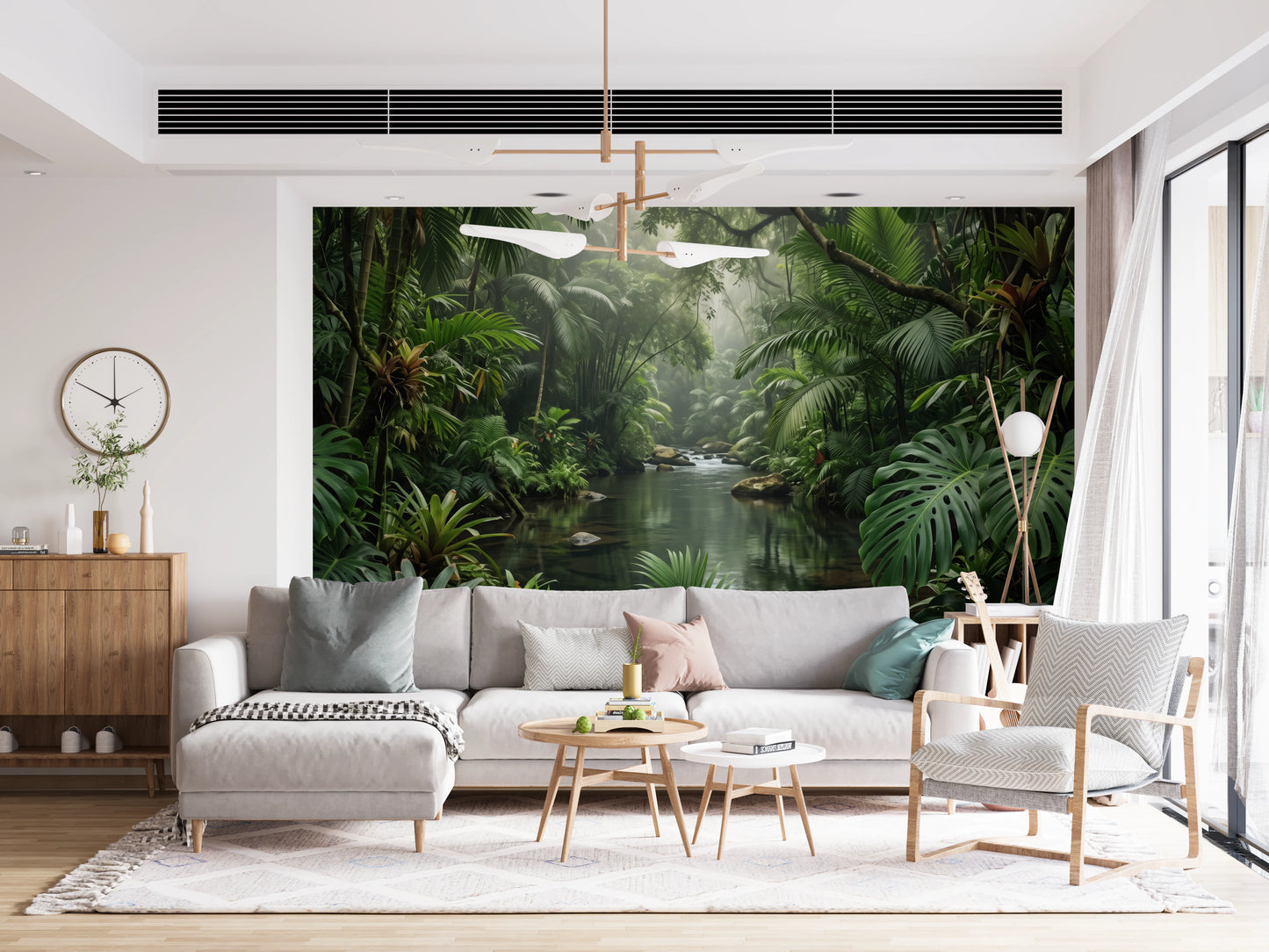 Misty Tropical River Jungle Escape Wall Mural