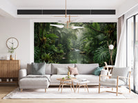 Misty Tropical River Jungle Escape Wall Mural
