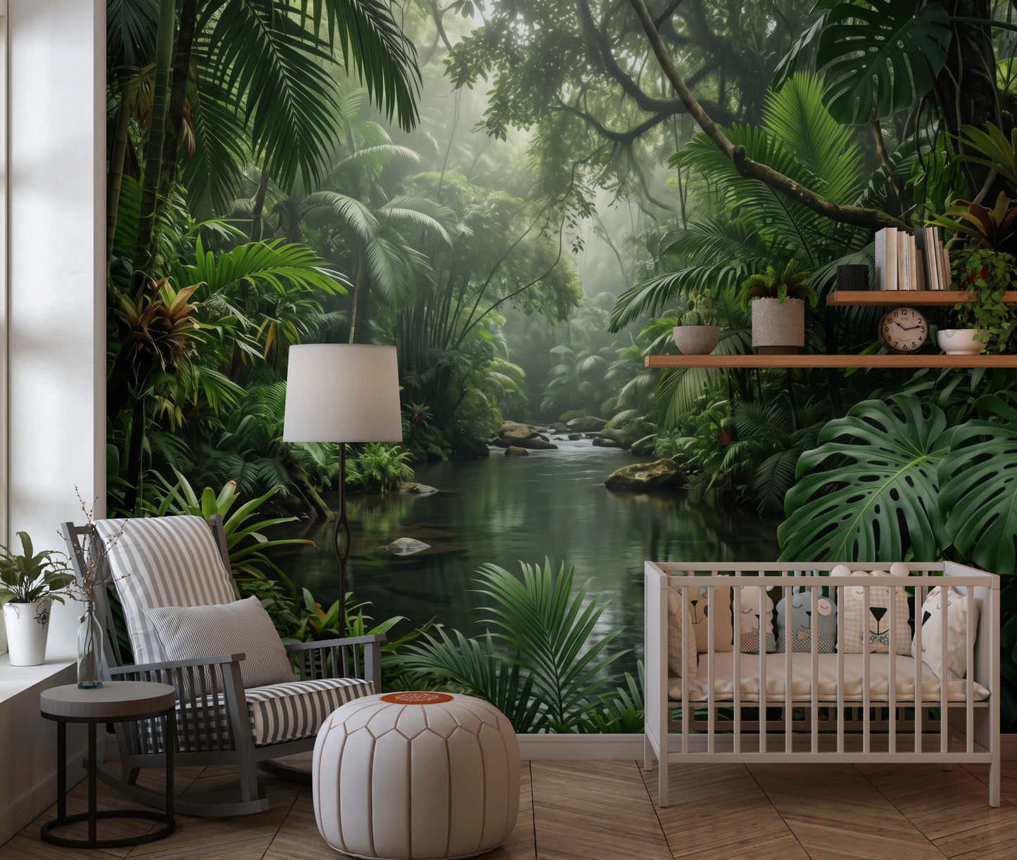 Misty Tropical River Jungle Escape Wall Mural