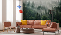 Misty Morning Pine Forest Nature Mural Wall Mural