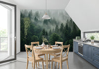 Misty Morning Pine Forest Nature Mural Wall Mural