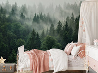 Misty Morning Pine Forest Nature Mural Wall Mural