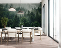 Misty Morning Pine Forest Nature Mural Wall Mural