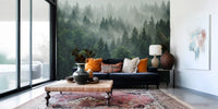 Misty Morning Pine Forest Nature Mural Wall Mural