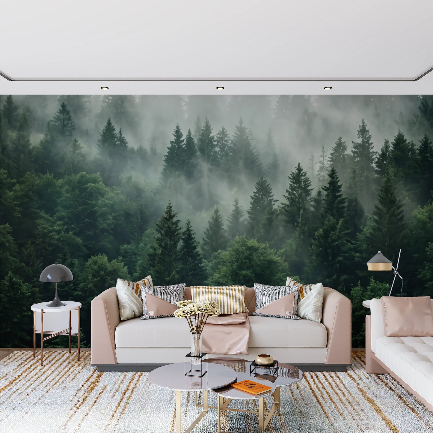 Misty Morning Pine Forest Nature Mural Wall Mural