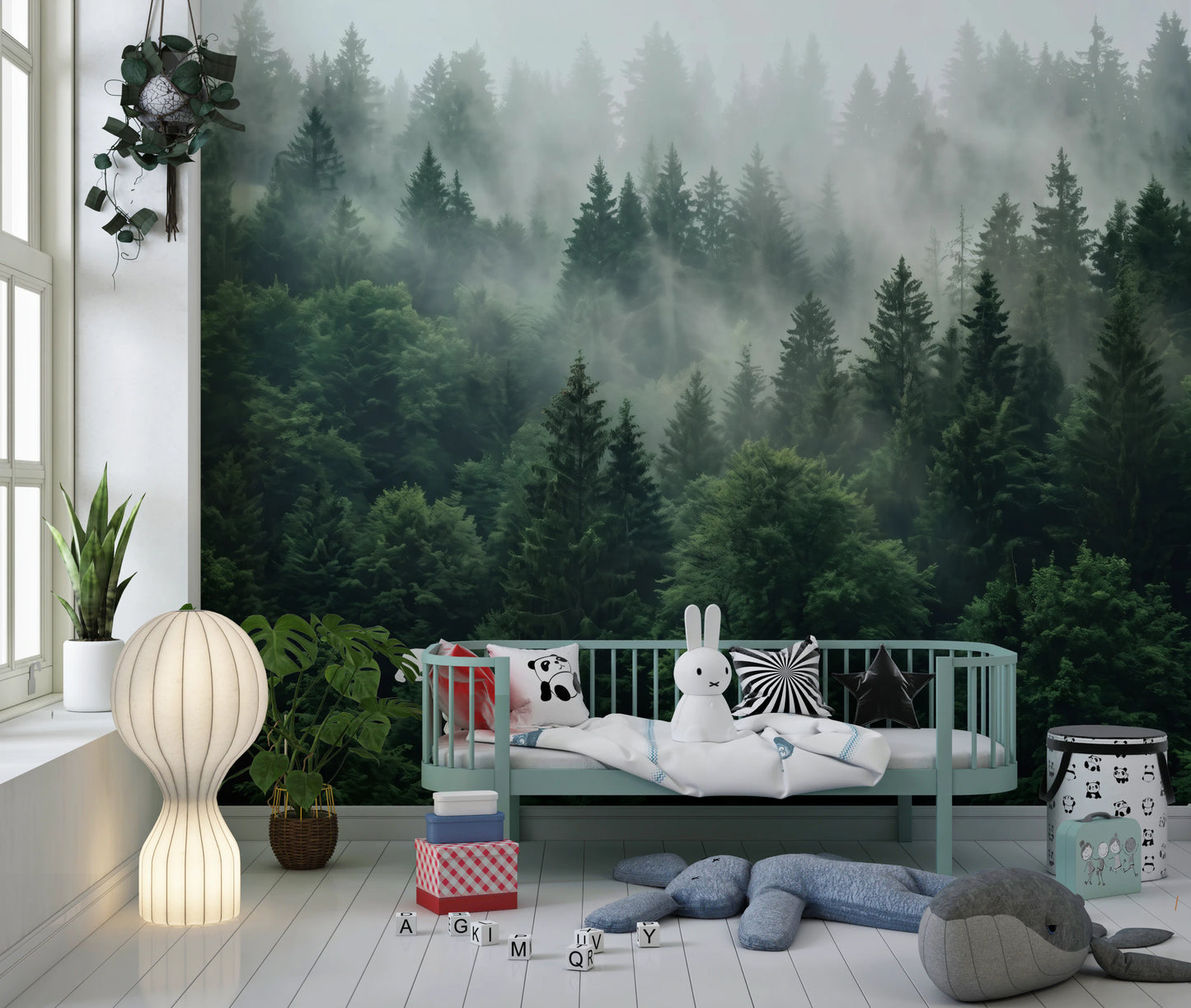 Misty Morning Pine Forest Nature Mural Wall Mural