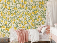 Fresh Mediterranean Lemon Orchard Botanical Print Wall Mural