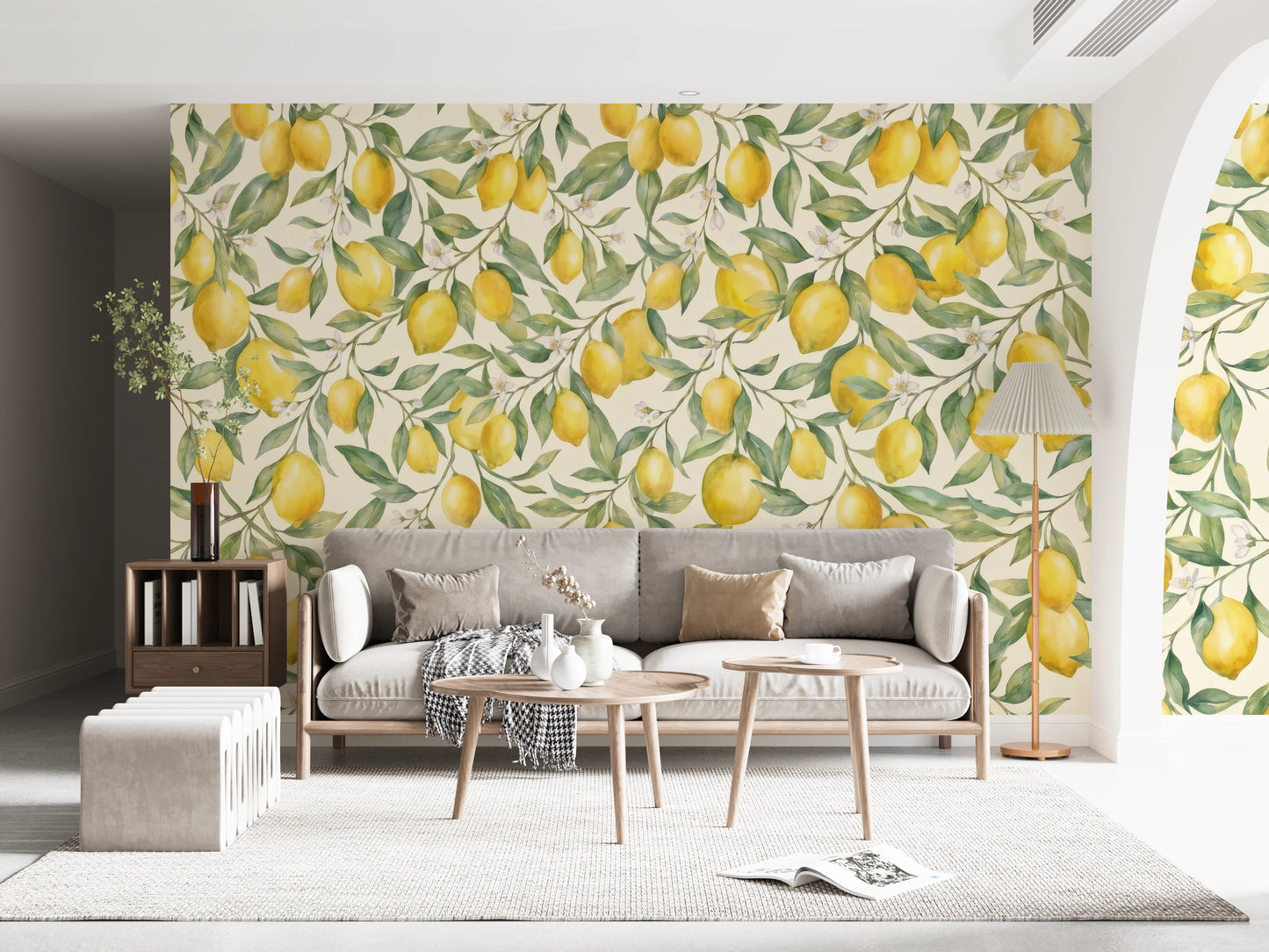 Fresh Mediterranean Lemon Orchard Botanical Print Wall Mural