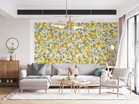 Fresh Mediterranean Lemon Orchard Botanical Print Wall Mural