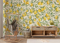 Fresh Mediterranean Lemon Orchard Botanical Print Wall Mural