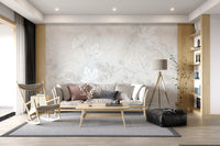 Minimalist Botanical Leaf Pattern in Soft Gray Wall Mural