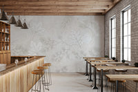 Minimalist Botanical Leaf Pattern in Soft Gray Wall Mural