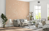 Minimalist Blush Botanical Tree Mural Wall Mural