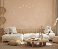 Minimalist Blush Botanical Tree Mural Wall Mural