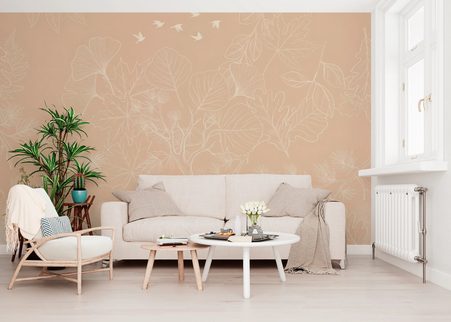 Minimalist Blush Botanical Tree Mural Wall Mural